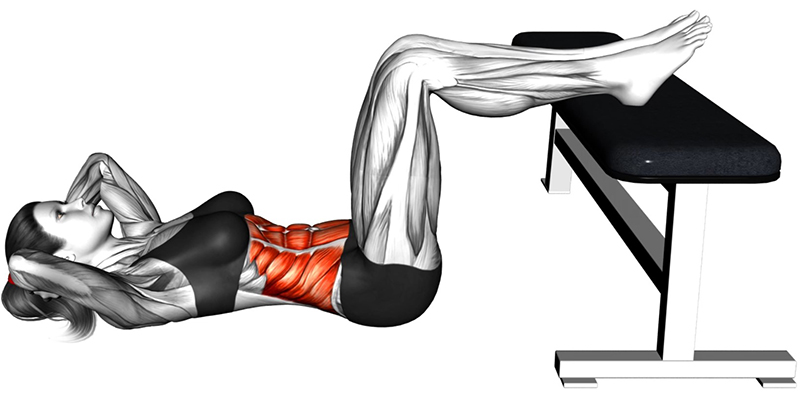 Relevés de buste sur banc plat – Travail des abdominaux - Début