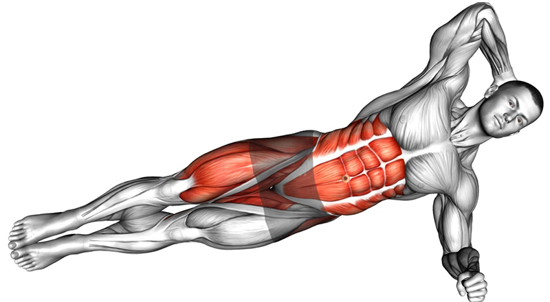 Crunch latéral coude-genou – Travail des abdominaux et des muscles obliques - Début
