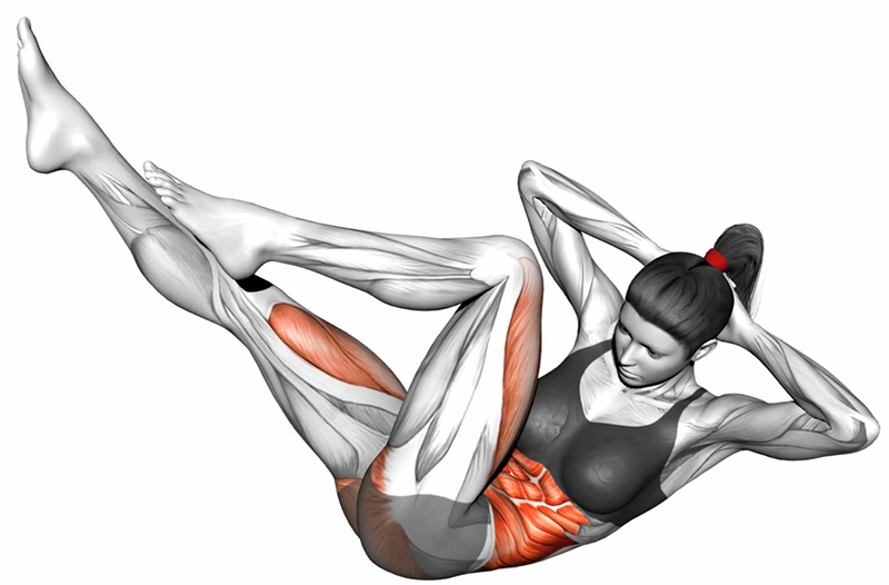 Relevé de buste avec rotation sur jambes tendues – Travail des abdominaux et des obliques - Fin