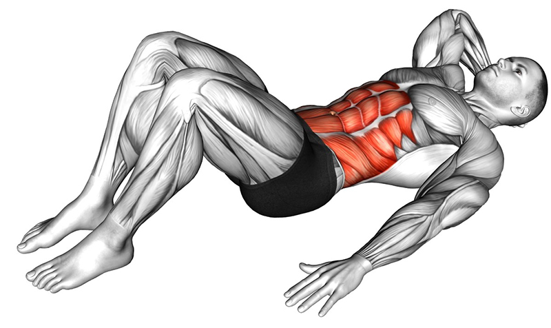 Crunch avec travail des muscles obliques - Début